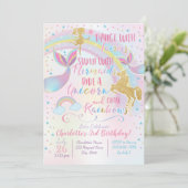 Unicorn Fairy Mermaid Birthday Magical Invitation Kaart (Staand voorkant)