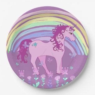 Unicorn Fairy tale Birthday Party Borden Paars Papieren Bordje