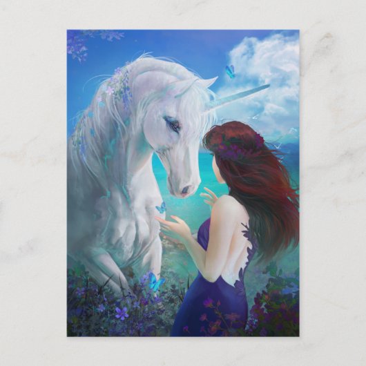 Unicorn Fairy Tale Fantasy Art Briefkaart (Voorkant)