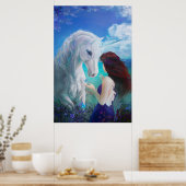 Unicorn Fairy Tale Fantasy Art Poster (Keuken)