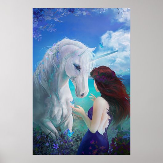 Unicorn Fairy Tale Fantasy Art Poster (Voorkant)