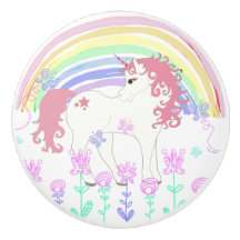 Unicorn Fairy Tale, Rainbow, Flowers en Butterfly