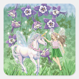 Unicorn Fairy Vierkante Sticker