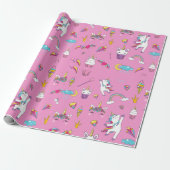 Unicorn Fan Club patroon Roze Cadeaupapier (Uitgerold)