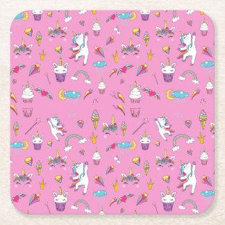 Unicorn Fan Club patroon Roze Kartonnen Onderzetters