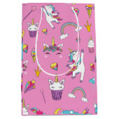 Unicorn Fan Club patroon Roze Medium Cadeauzakje (Voorkant)