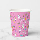 Unicorn Fan Club patroon Roze Papieren Bekers (Achterkant)
