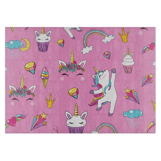 Unicorn Fan Club patroon Roze Snijplank (Voorkant)