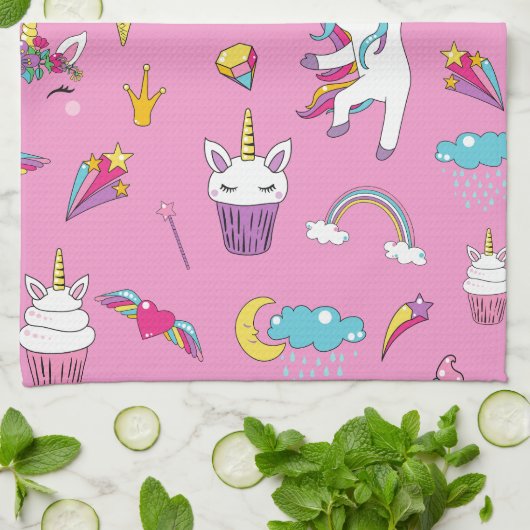 Unicorn Fan Club patroon Roze Theedoek (Gevouwen)