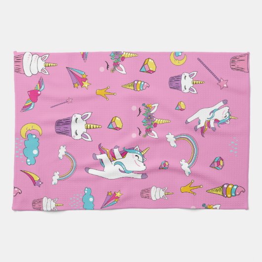 Unicorn Fan Club patroon Roze Theedoek (Horizontaal)