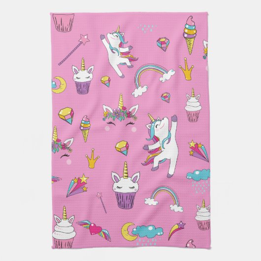 Unicorn Fan Club patroon Roze Theedoek (Verticaal)