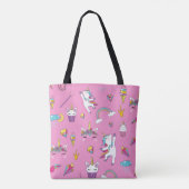 Unicorn Fan Club patroon Roze Tote Bag (Achterkant)