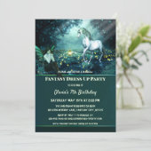 Unicorn Fantasy Aankleden Verjaardagsfeestuitnodig Kaart (Staand voorkant)