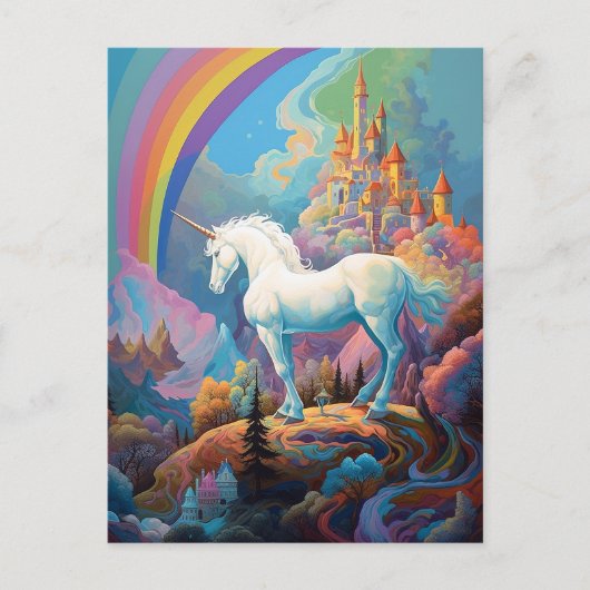 Unicorn Fantasy Art Briefkaart (Voorkant)