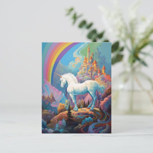 Unicorn Fantasy Art Briefkaart (Staand voorkant)