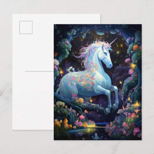 Unicorn Fantasy Art Briefkaart (Voorkant / Achterkant)