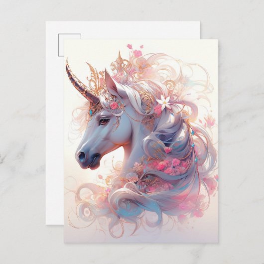 Unicorn Fantasy Art Briefkaart (Voorkant / Achterkant)
