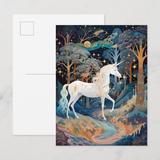Unicorn Fantasy Art Briefkaart (Voorkant / Achterkant)