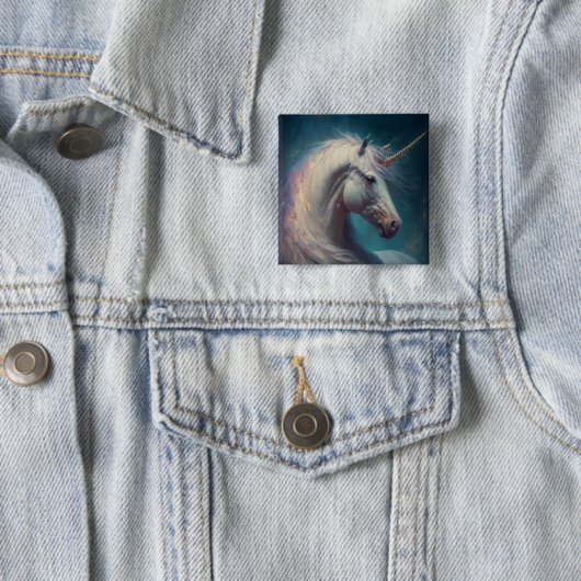 Unicorn Fantasy Art Button (In situ)