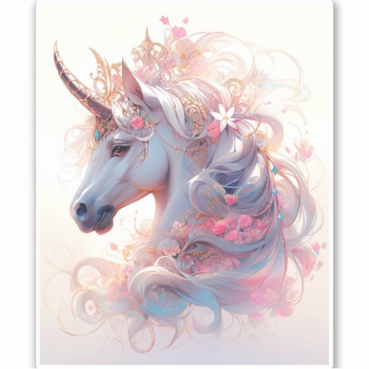 Unicorn Fantasy Art Sticker (Voorkant)