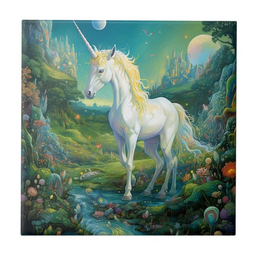 Unicorn Fantasy Art Tegeltje (Voorkant)