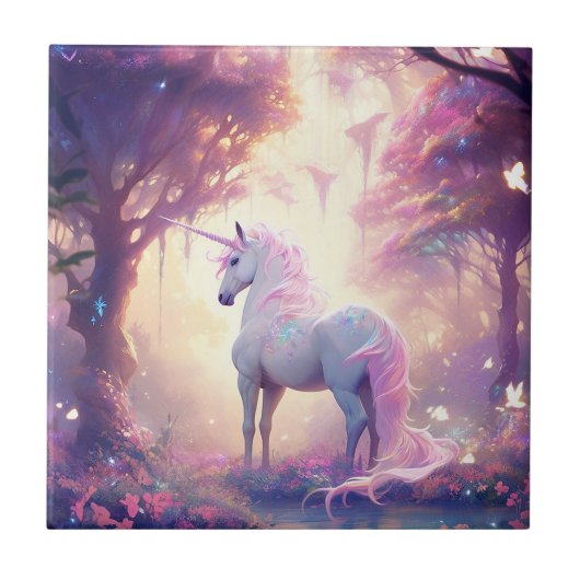 Unicorn Fantasy Art Tegeltje (Voorkant)