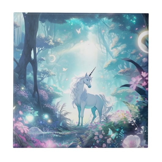 Unicorn Fantasy Art Tegeltje (Voorkant)