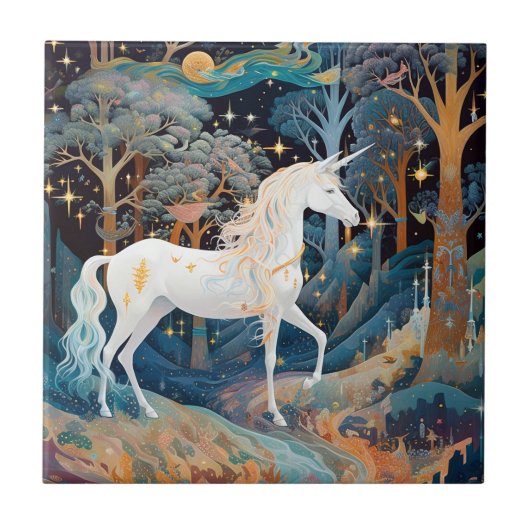 Unicorn Fantasy Art Tegeltje (Voorkant)