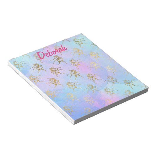 Unicorn Fantasy Beauely Blue en Pink Notitieblok (Schuin)