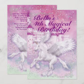 Unicorn Fantasy Castle Birthday Party Kaart (Voorkant / Achterkant)