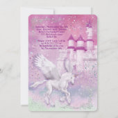 Unicorn Fantasy Castle Birthday Party Kaart (Achterkant)