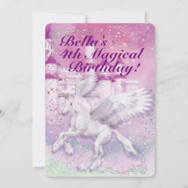 Unicorn Fantasy Castle Birthday Party Kaart