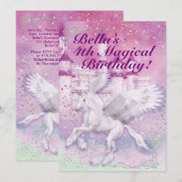 Unicorn Fantasy Castle Birthday Party Kaart