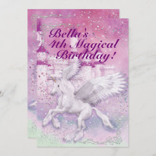 Unicorn Fantasy Castle Birthday Party Kaart