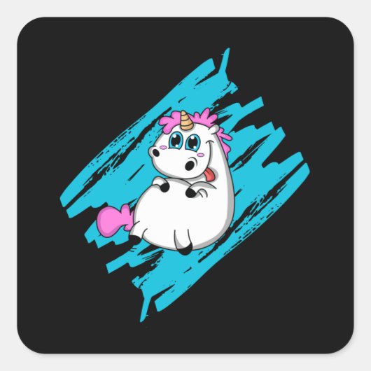 Unicorn Fantasy Cute Animals Funny Rainbow Gift Vierkante Sticker (Voorkant)