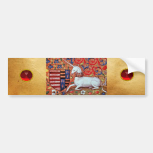 UNICORN, FANTASY FLORAAL MOTIFS, ROOD DOOR GEMSTON BUMPERSTICKER