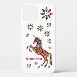 Unicorn Fantasy Flowers Glitter personaliseren Case-Mate iPhone 14 Hoesje