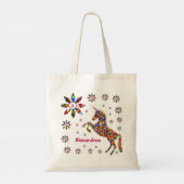 Unicorn Fantasy Flowers Glitter personaliseren Tote Bag (Achterkant)