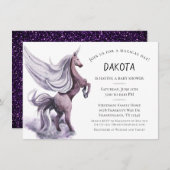 Unicorn Fantasy | Magische Paarse Waterverf Kaart (Voorkant / Achterkant)