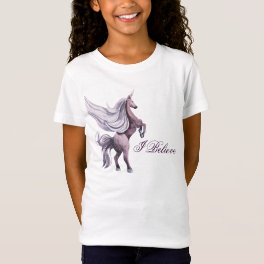 Unicorn Fantasy | Paarse Magische Waterverf T-shirt (Voorkant)