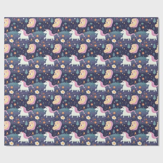 Unicorn Fantasy Pattern Cadeaupapier (Vlak)