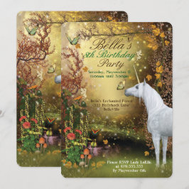 Unicorn Fantasy Woodland Birthday Party Kaart