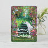 Unicorn Fantasy Woodland Verjaardagsfeest Kaart (Staand voorkant)