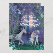 Unicorn Fantasy Woodland Verjaardagsfeest Kaart (Voorkant / Achterkant)