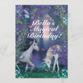 Unicorn Fantasy Woodland Verjaardagsfeest Kaart