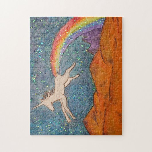 Unicorn Farting a Rainbow in the Sky Legpuzzel (Verticaal)