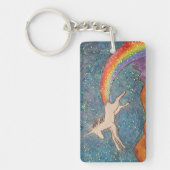 Unicorn Farting a Rainbow in the Sky Sleutelhanger (Voorkant)