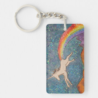 Unicorn Farting a Rainbow in the Sky Sleutelhanger