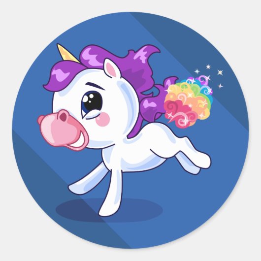 Unicorn Farts Ronde Sticker (Voorkant)