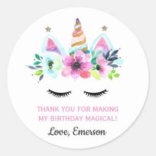 Unicorn Favor Sticker - Unicorn party - gunsten